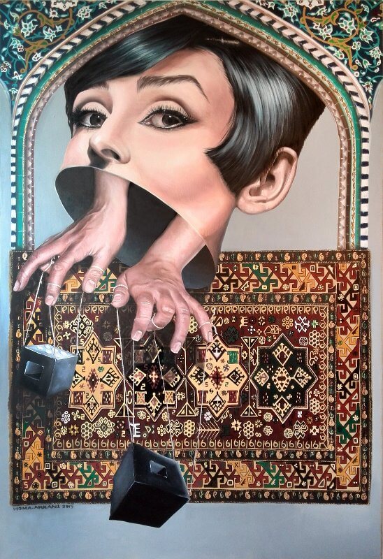 Mind Playing, 120 x 150 cm, Öl auf Leinwand, 2015, © Homa Arkani