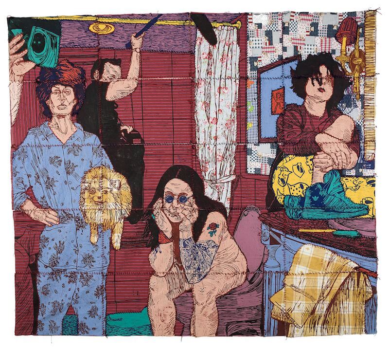 Fredrik Linqvist, Ozzy Osbourne, 2004, Holzschnitt auf Stoff, 210 cm x 240 cm
