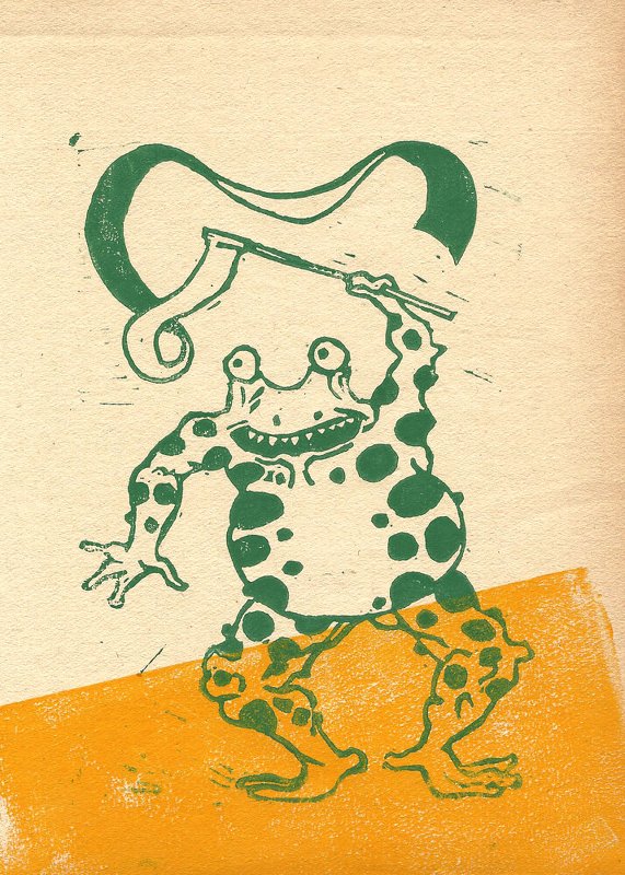 Matthias Höppel "Bakemono" 2016 Linoldruck zweifarbig auf Papier 15 x 21 cm