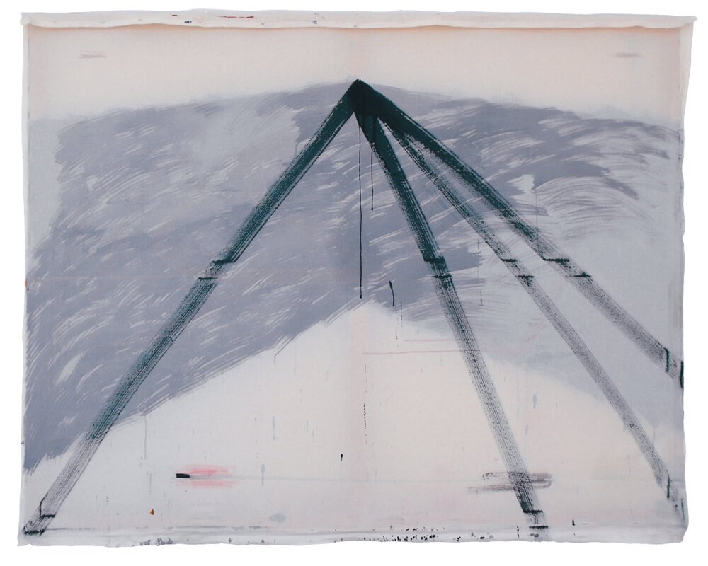Karina Kueffner "untitled (tent)" 2015 Tempera, Textil auf Holzrahmen 125 x 165 cm