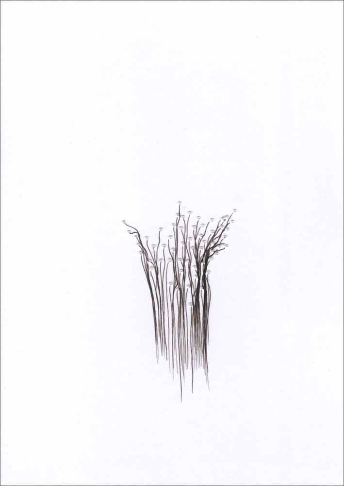 Chaos und Beständigkeit / Tusche, Perforierung auf Papier / 105 x 148 mm / 2015