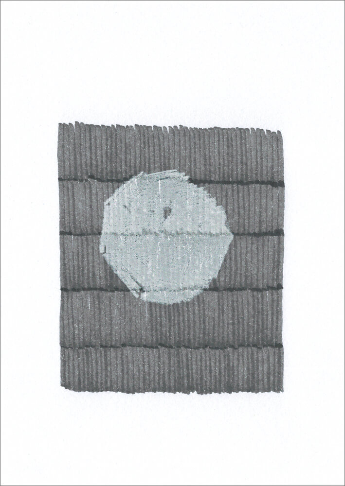 Weißer Fleck / Buntstift, wasserbasierte Farbstofftinte auf Papier / 105 x 148 mm / 2016