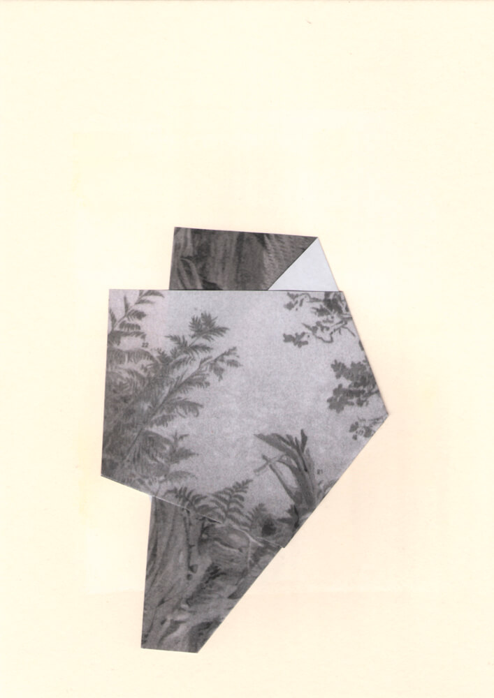 Tropenfalter / Linoldruckfarbe, Papierfaltung auf Papier / 148 x 210 mm / 2015