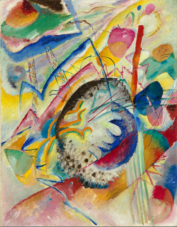 Wilhelm Lehmbruck, Stehende Figur („Große Stehende“), 1910, Hartgipsguss, 194 cm Höhe, Stiftung Wilhelm Lehmbruck Museum – Zentrum Internationaler Skulptur Wassily Kandinsky, Große Studie (Unbekannte Improvisation 2), 1914, Öl auf Leinwand, 100,5 x 79 cm, Rotterdam, Museum Boijmans van Beuningen