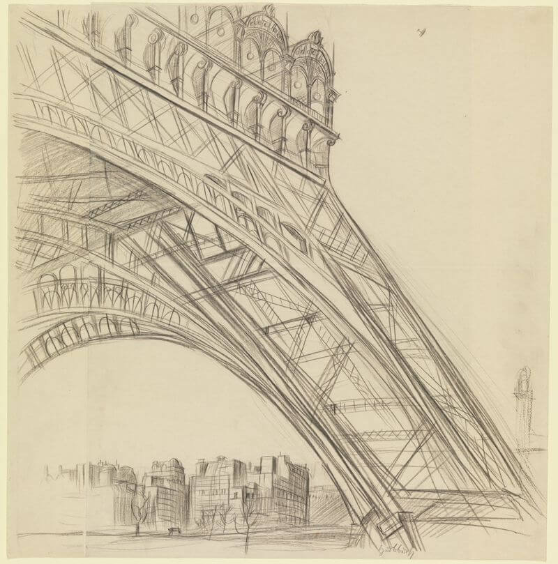 Karl Hubbuch: „Das Wahrzeichen“, 1926 Kreide auf Papier 39,2 x 38,4 cm Germanisches Nationalmuseum, Graphische Sammlung