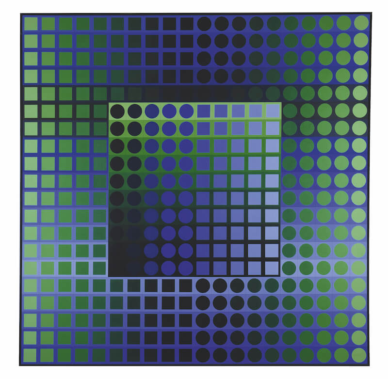 Victor Vasarely, Zoeld KZ, 1967-73, Acryl auf Leinwand, 200 x 200 cm, Foto und Standort Sammlung Siegfried und Jutta Weishaupt © VG Bild-Kunst, Bonn 2017.jpg