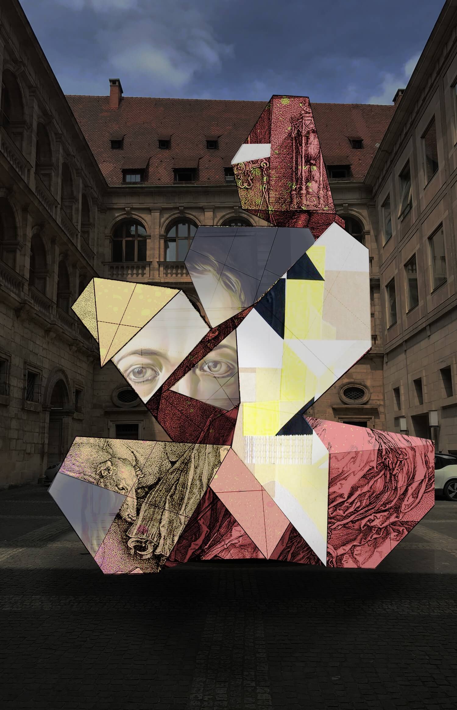 Im Innenhof: Kunstprojekt Kupferstich vs. Urban Art von Julian Vogel und Benedikt Buchmüller (Grafik: Julian Vogel)