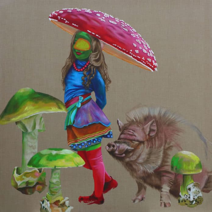 Petra Krischke: Frisch vom Markt, Acryl auf Leinen, 140x140cm, 2019