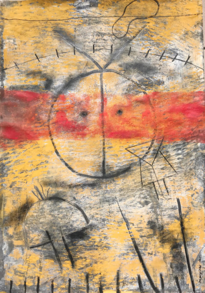 Margit Bu Dominguez, Sonne, 2011, Mischtechnik auf Leinwand, 70 x 50 cm