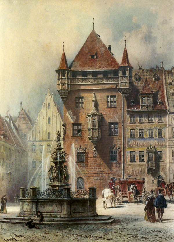 Lorenz Ritter (1832-1921). Lorenzer Platz in Nürnberg Gouache, 36 x 26 cm; Quelle: http://franken-wiki.de/index.php/Datei:Lorenz_Ritter_Platz_in_Nürnberg.jpg