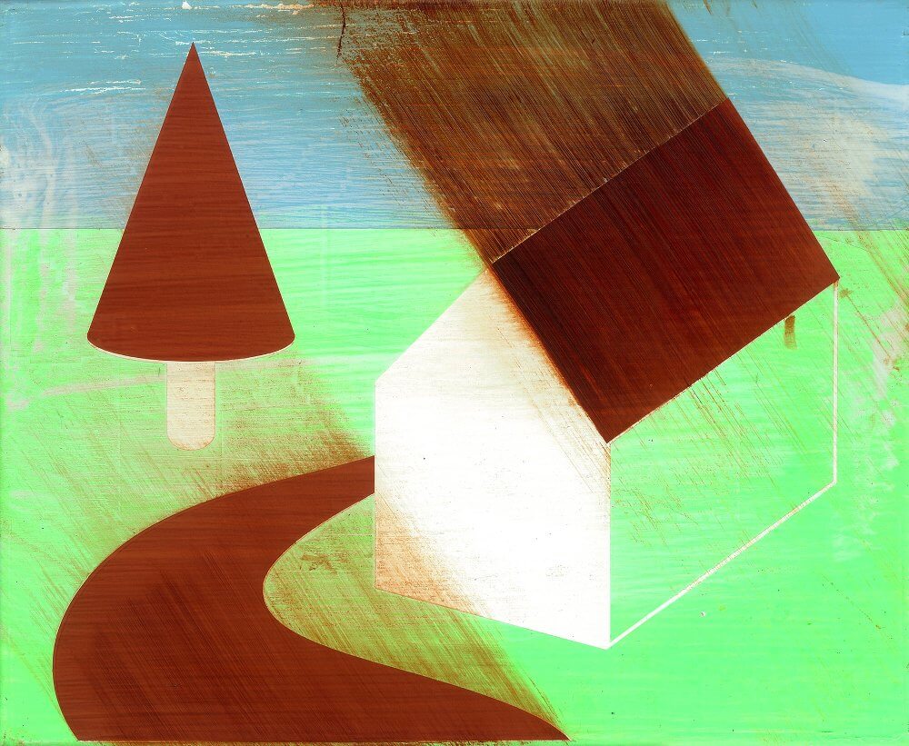 Ludwig Hansich, Town, 2017, Acryl und Öl auf Baumwolle, 30x37cm