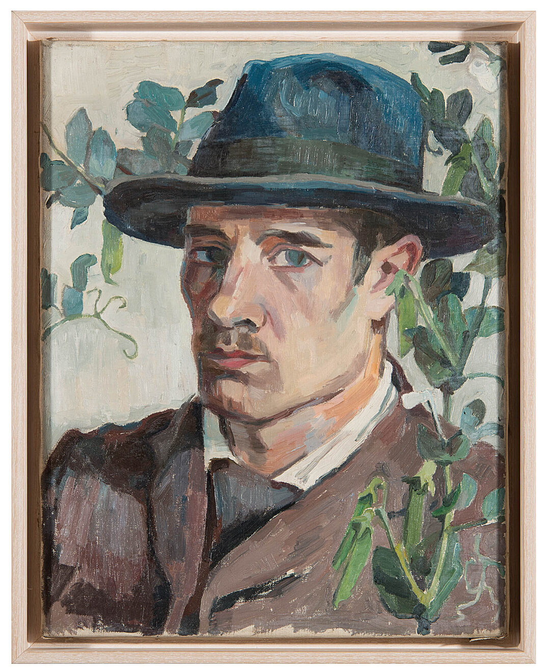 Fritz Griebel, Selbstbildnis mit Duftwicke, Anfang 1930er Jahre, Öl auf Leinwand, 46 x 40 cm, Leihgabe Fam. Griebe, Foto: Alexander Racz