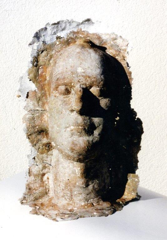 Hannes Arnold, Serie „Portrait“, 1985-1990, Flammspritzverfahren, Bronze, Bindedraht, Stuck