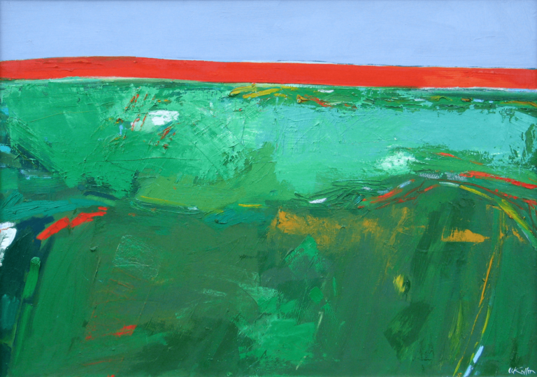 Oskar Koller: Roter Horizont, 1968, Öl auf Leinwand, 84 x 120 cm, OskarKoller Stiftung