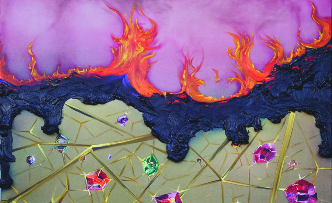Michael Grebner, Disruption, 2025, 130x90 cm, Öl auf Leinwand