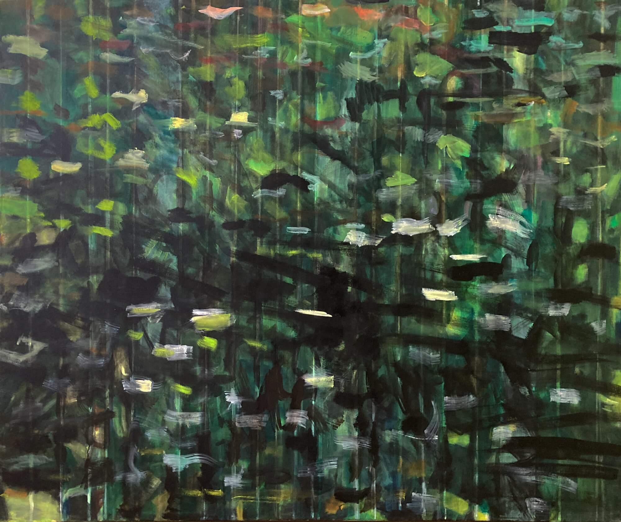 Bettina Jänicke. Teich, 120 x 140 cm, Öl auf Leinwand