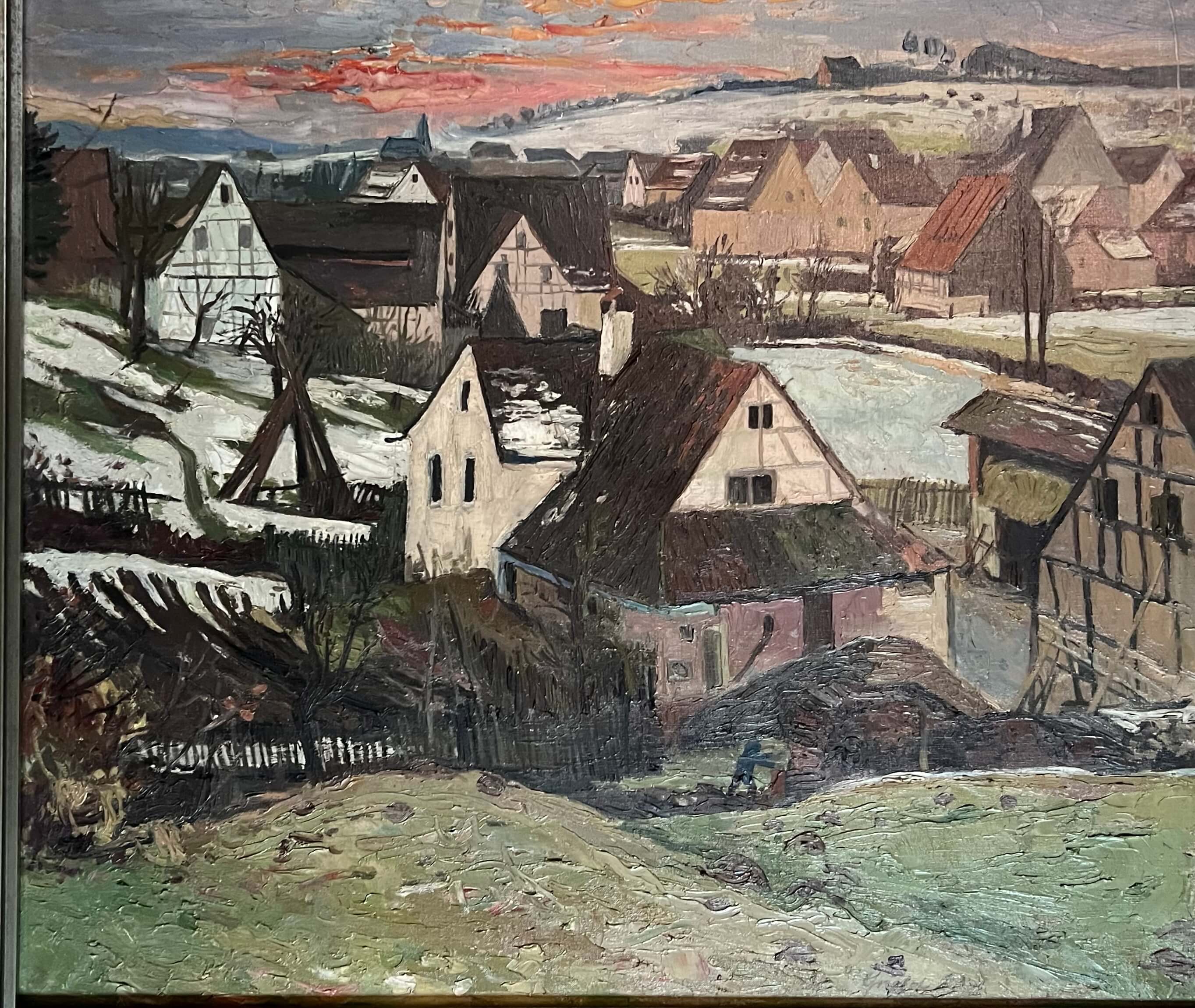 Fritz Griebel
Lange Gasse mit Weiher
1929, Öl auf Leinwand, 90 × 100 cm
Weißes Schloss Heroldsberg