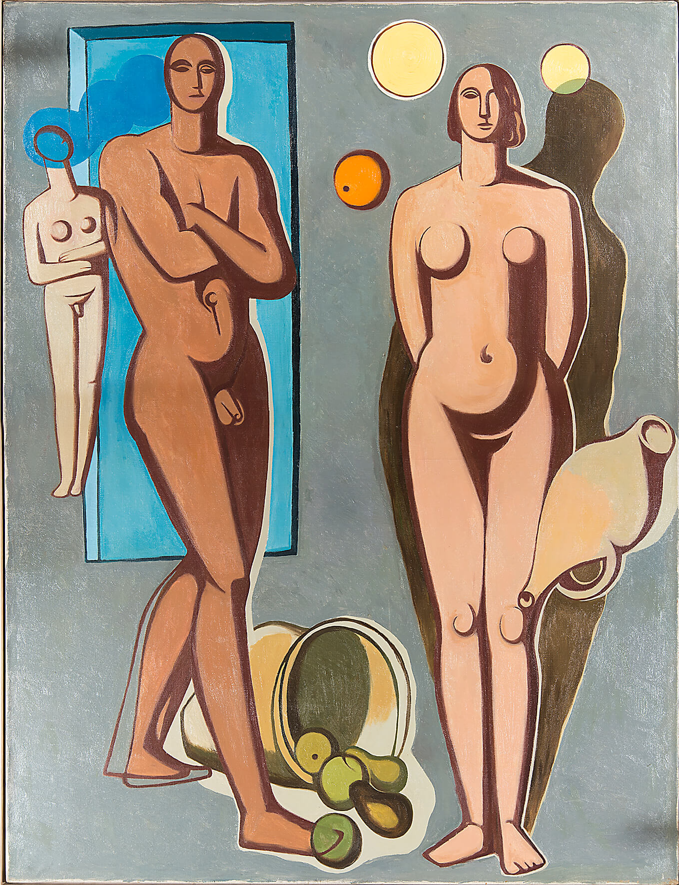 Fritz Griebel: Fritz Griebel
Menschliche Körper und schwebende
Früchte
1930er Jahre, Öl auf Leinwand, 130 × 100 cm
Weißes Schloss Heroldsberg