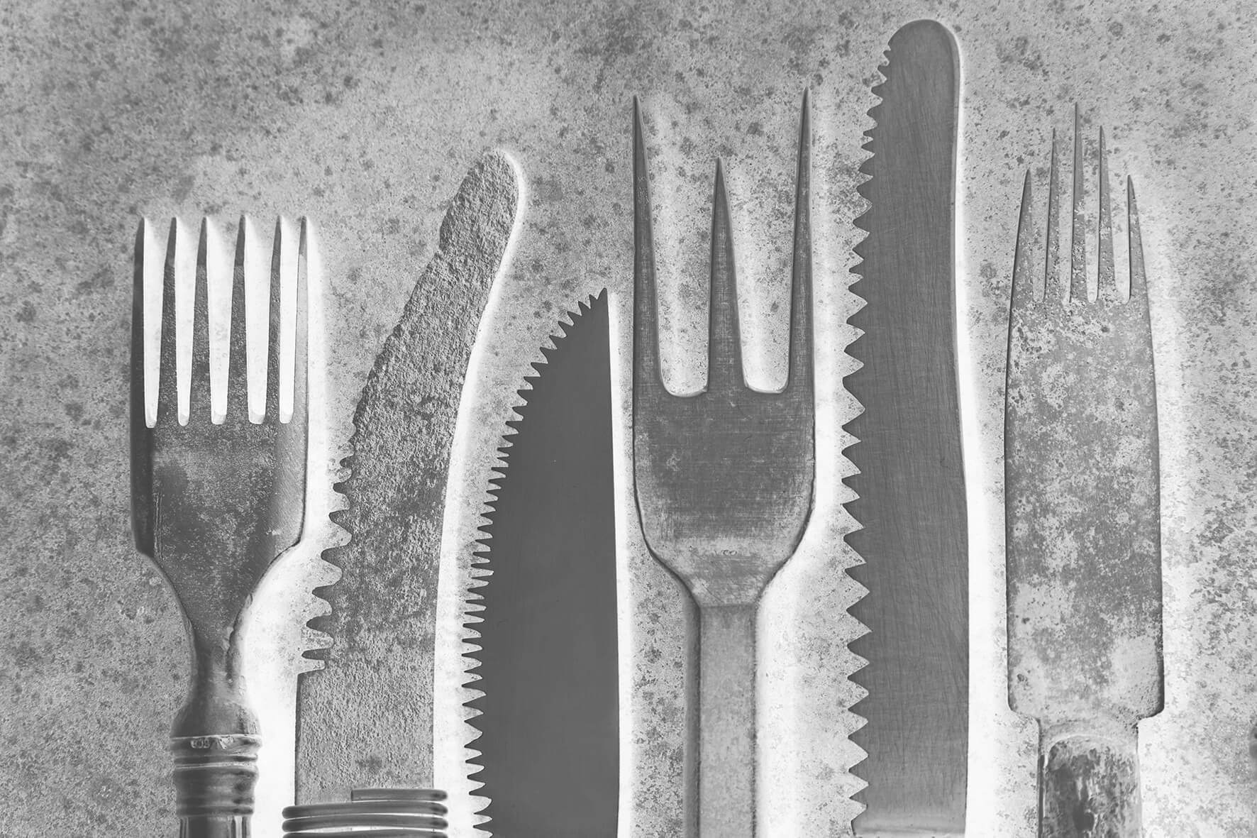 Tools For The End Time von Florian Clemens Meier, Besteck in Grautönen